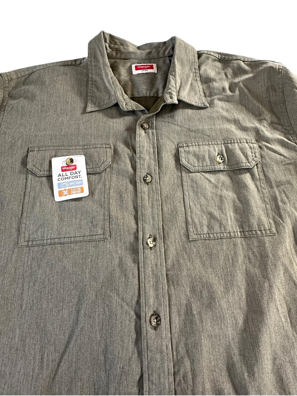 Wrangler Olive Green Long-Sleeve Button-Down Shirt 2XL NWT - Picture 4 of 13